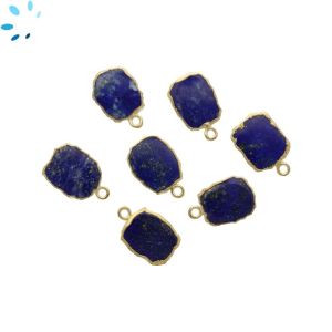 Lapis Slice Pendant 14x12 - 15x13 mm Gold Electroplated 