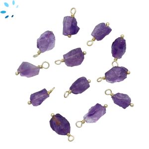 Amethyst Rough Sterling Silver Gold Plated Wire Wrapped 8x5 - 10x6mm 