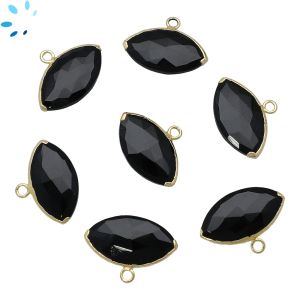 Black Onyx Faceted Evil Eye Charm Electroplated 20x11 - 21x11mm  
