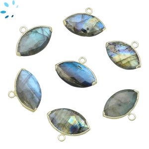 Labradorite Faceted Evil Eye Electroplated  20x11 - 21x11mm  