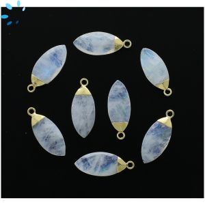 Rainbow Moonstone Faceted Marquise Shape 17x8 - 18x8mm Electroplated 
