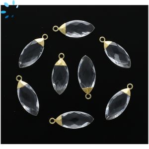 Crystal Quartz Faceted Marquise Shape 17x8 - 18x8mm Electroplated 