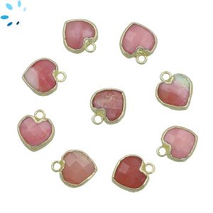 Pink Opal Heart Shape 9 - 10mm Electroplated 