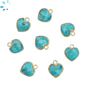 Turquoise Heart Shape 9 - 9.5mm Electroplated 