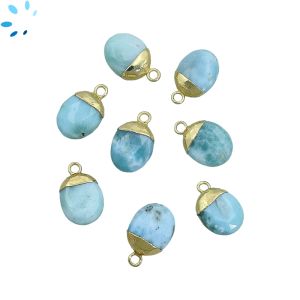 Larimar Faceted Oval Shape 10x8 - 11x9mm Electroplated 