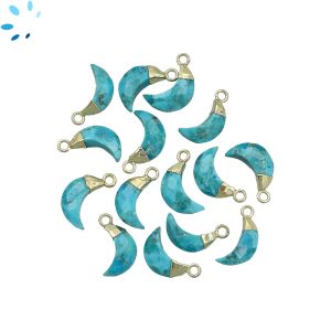 Turquoise Small Moon Shape 10x5mm Electroplated 