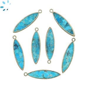 Turquoise Flat Marquise Shape 29x8 - 30x8mm Electroplated 