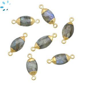 Labradorite Faceted Marquise Connector-Gold 14x8.5 mm Set of 4