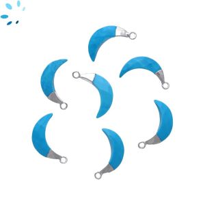 Howlite Turquoise  Moon Shape 15x5 Mm Electroplated Charm 