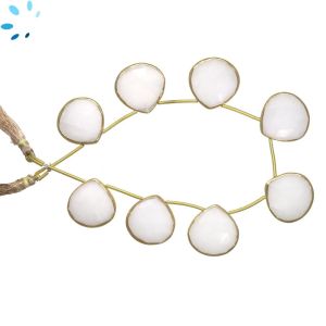 Sterling Silver Gold Plated Bezel Set White Milky Quartz Top Drill Heart Shape 18-20Mm