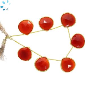 Sterling Silver Gold Plated Bezel Set Red Onyx Top Drill Heart Shape 20mm