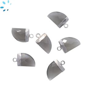 Gray Moonstone Horn Shape 13x10 - 15x11 mm Electroplated Charm  