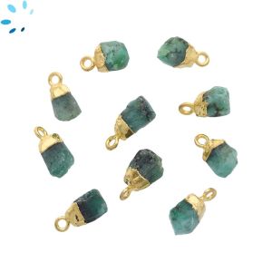 Emerald Rough Shape Charm 8x5 - 9x6 Mm Electroplated 