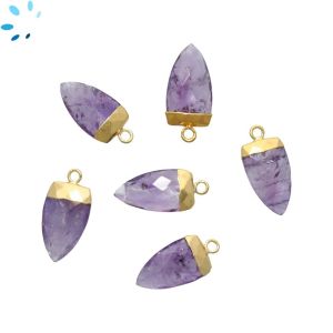 Amethyst Half Marquise Shape 18x10 Mm Electroplated 