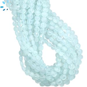  Aquamarine Faceted Coin Beads 6mm