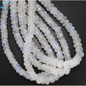 Rainbow Moonstone Faceted Rodelle Shape Beads 6mm