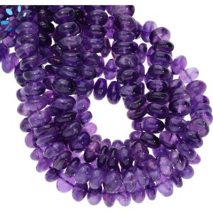 Amethyst Smooth Rondelle Shape Beads 6.5 - 7.5mm 
