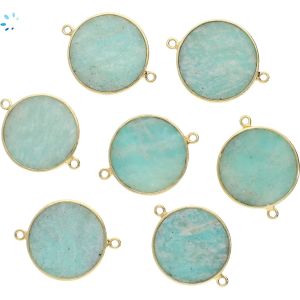 Amazonite Smooth Coin Bezel Connector  20Mm 