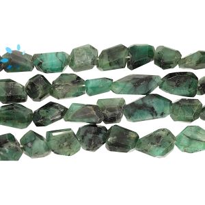 Raw Emerald Step Cut Nugget Beads 9x7 - 10x8mm 