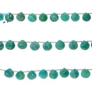 Amazonite Faceted Heart Shape Beads 7 - 8mm 