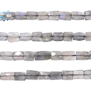 Labradorite Faceted Rectangle  Beads   9x7 - 11x7Mm