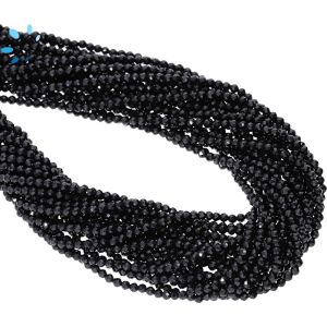 Black Onyx Faceted Button Beads 2mm