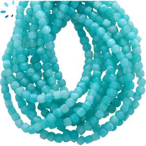 Amazonite Faceted Box Shape Beads 4x4 mm 