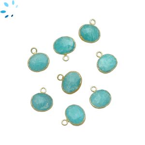 Amazonite Faceted Oval Shape 11x9mm Gold Electroplated 
