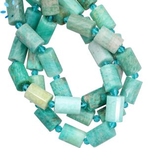 Amazonite Faceted Tube Beads 14x10 mm