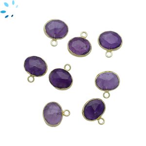 Amethyst Faceted Oval Shape 10x8mm Gold Electroplated 