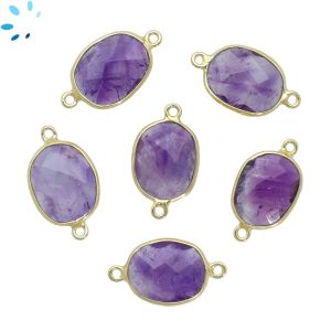 Amethyst Faceted Oval Connector 15x12 - 16x12mm 