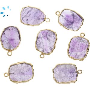 Amethyst Slice Pendant 16x13 - 17x14 mm Gold Electroplated 