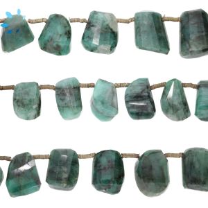 Raw Emerald Faceted Step Cut Nuggets 14x11 -17x13MM