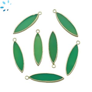 Chrysoprase Chalcedony Flat Marquise Shape 29x8 - 30x8mm Electroplated 