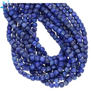 Lapis Faceted Box Shape Beads 4x4 mm 