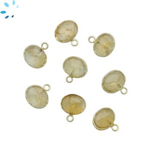 Citrine Faceted Oval Shape 10x8mm Gold Electroplated 