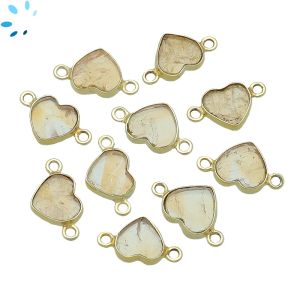 Citrine Smooth Heart Sterling Silver Gold Plated Pendant 9 - 10mm 