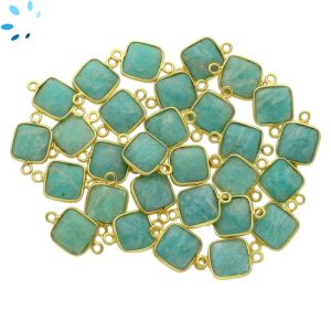 Amazonite Faceted Square Connector 9x9 - 10x10 mm 