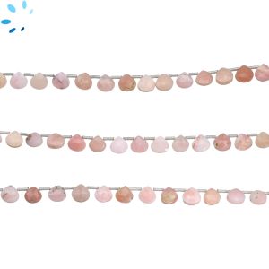 Pink Opal Faceted Heart Shape  Beads 6x6mm