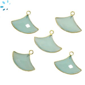 Aqua Chalcedony Faceted Fan 20x13 - 23x15 mm Electroplated 