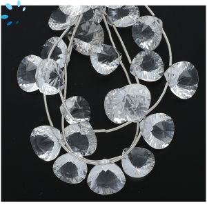 Crystal Quartz Faceted Heart Beads  20 - 24mm