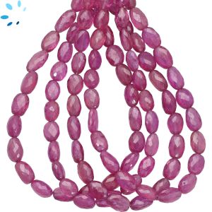 Glass Filled Pink Sapphire Faceted Oval Beads 8x6 - 10x6 mm