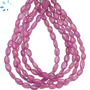 Glass Filled Pink Sapphire Faceted Oval Beads 7x5 mm