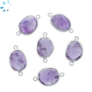 Amethyst Faceted Oval Connector 15x12 mm 