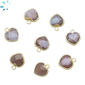 Brown Moonstone Heart Shape 9x9 - 10x9 mm Electroplated 