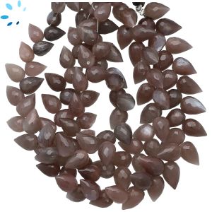 Herringbone Drilled Chocolate Moonstone Faceted Drop Beads 9x6 - 11x7.5mm