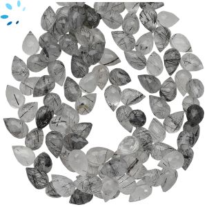 Herringbone Drilled Tourmaline Quartz Faceted Drop Beads 10x7 - 11x7mm