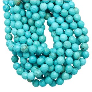 Chinese  Turquoise Faceted Round Beads 6mm