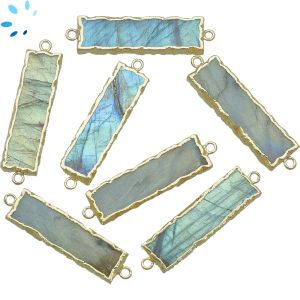 Labradorite Rectangle Connector 28x8 - 29x8mm Electroplated 