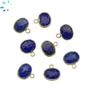 Lapis Faceted Oval Shape Gold Electroplated 10x8mm 